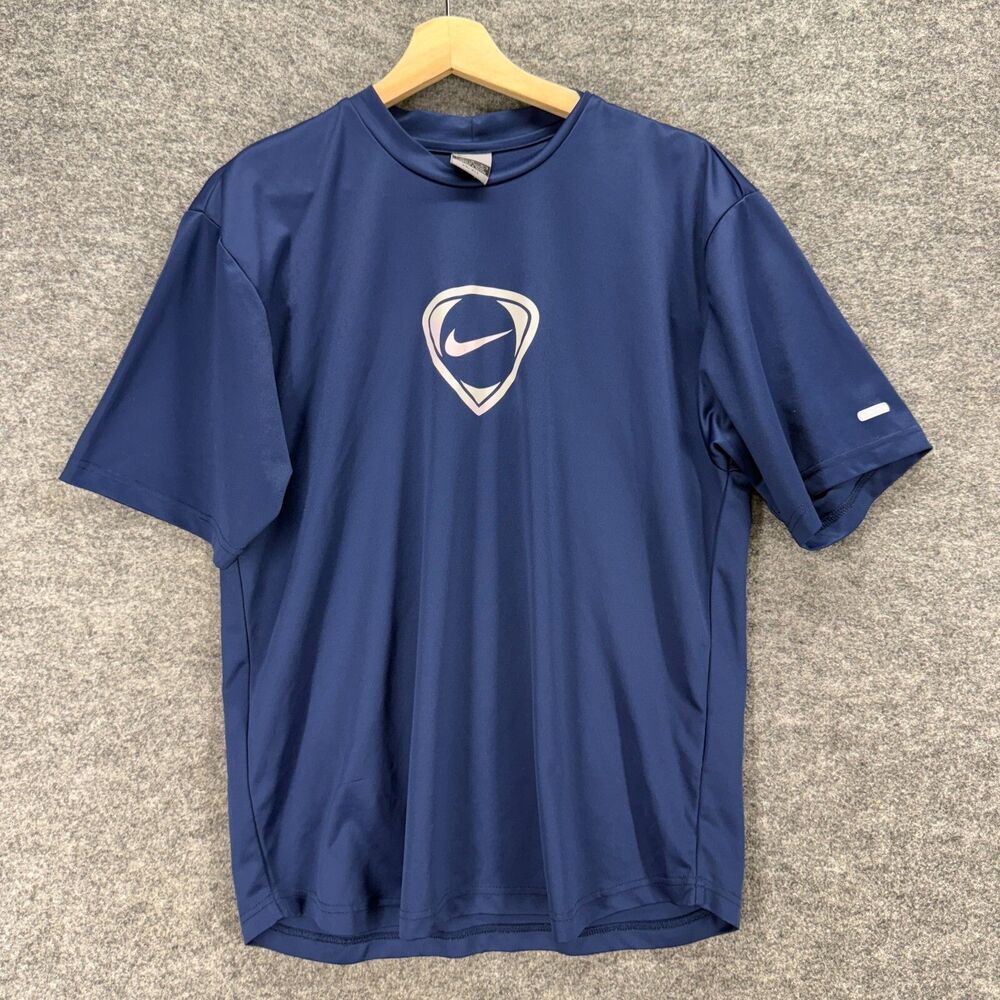 Nike Activewear T-Shirt Men M Medium Blue Nike Dri Fit Crew Neck Short Sleeve